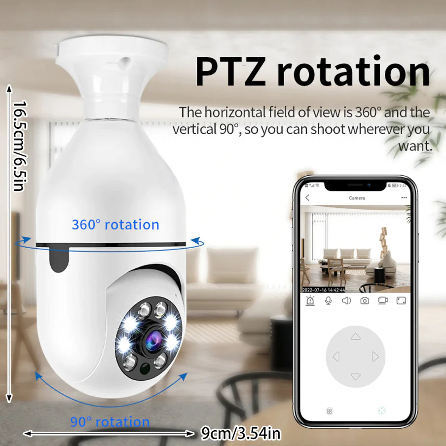 VisionSphere 360° 1080P IP E27 Light Bulb Camera Wi-Fi IR Night Smart Home Wireless Security