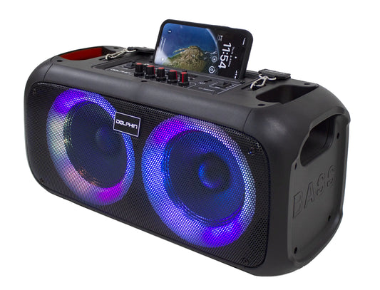 Dolphin Boombox Portable Bluetooth Speaker - Crisp Sound - Dual 6.5" Woofer 1" Tweeter