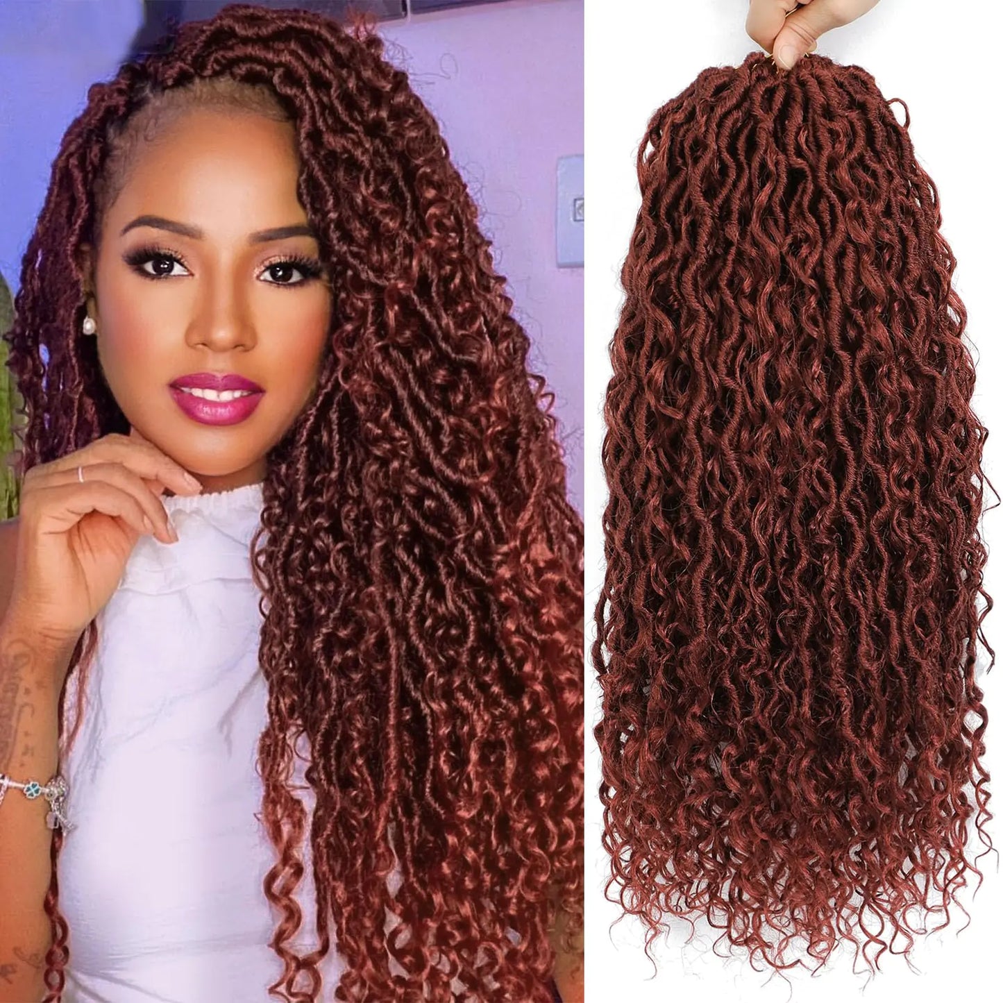Bohemian River Goddess Crochet Braiding Hair - Trendy & Edgy Faux Locs 24 Inch (Pack of 8) #350