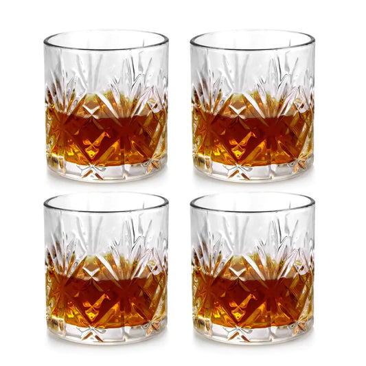 Whiskey Glass Gifts for Men Set of 4 Old Fashioned Glasses with Gift Box 10 oz Rocks Glasses for Whiskey Bourbon Scotch and Liquor Drinks