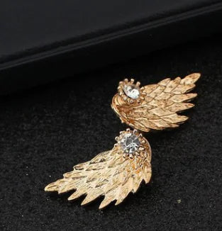 Vintage 3D Angel Wings Stud Earrings with Rhinestones
