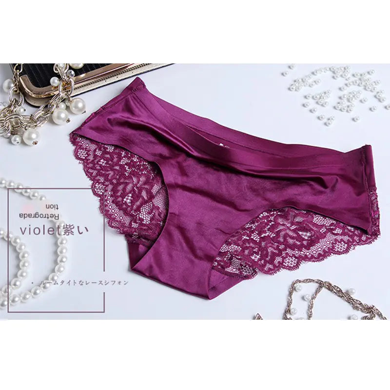 Sexy Ice Silk Women's Lace Thong Panties
