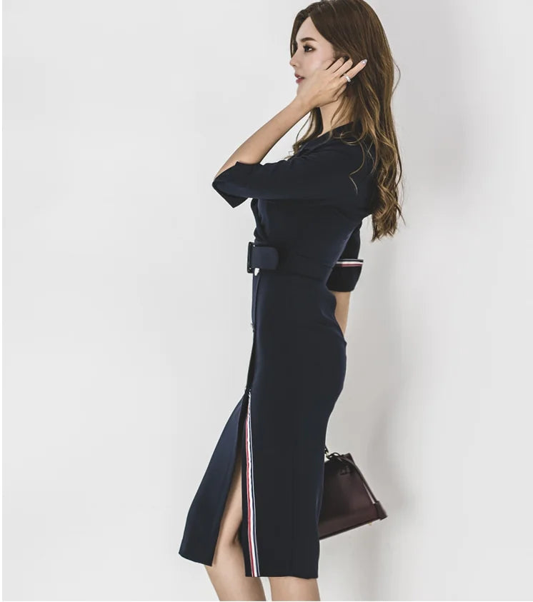 Suit Skirt with Side Slit - Bodycon Dress