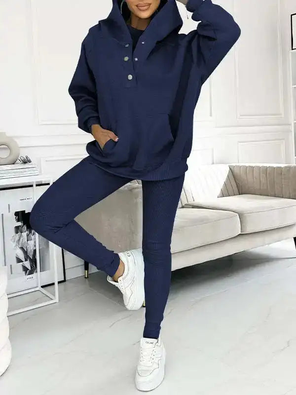Women's Tracksuit Set Blue Standing One Leg
