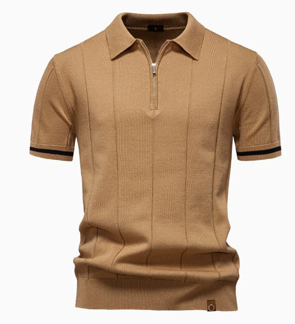 2025 Summer Men's Knit Cotton Polo Shirt (One Piece)