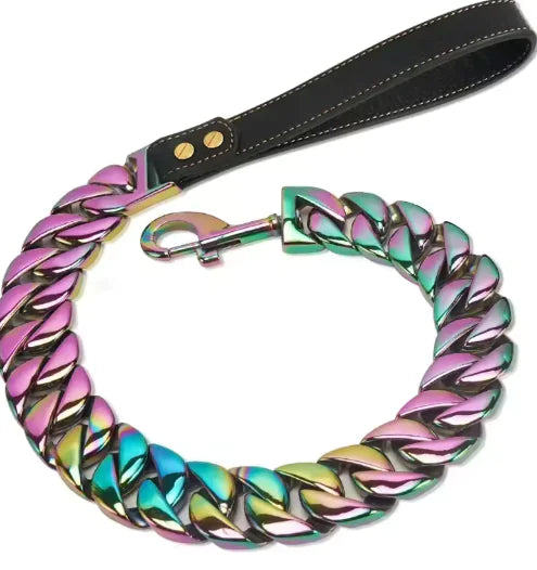 32MM Stainless Steel Cast Titanium Steel Dog Leash Gold Large Dog Hand Holding Rope