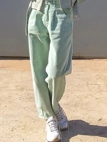 Loose High Waist Denim Trousers for Women