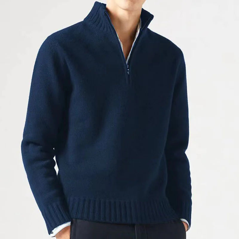 Men's Quarter Zip. Sweater Blue