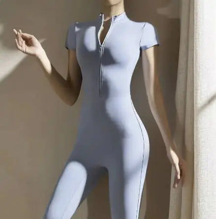 European & American Zipper Yoga Jumpsuit