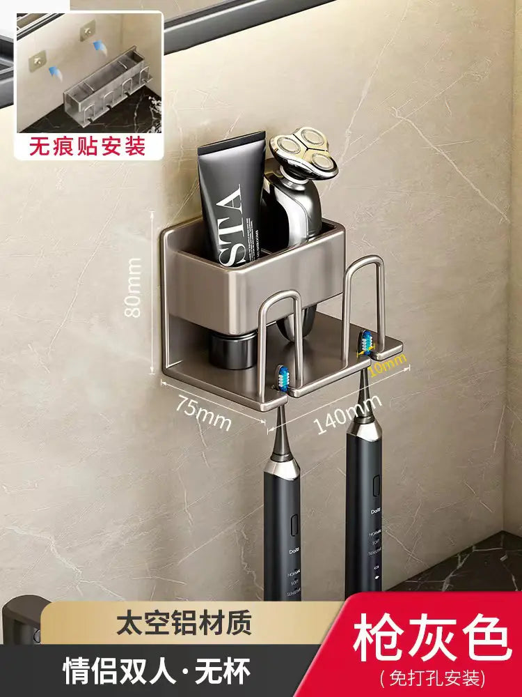 Wall-Mounted Toothbrush and Cup Holder for Bathroom