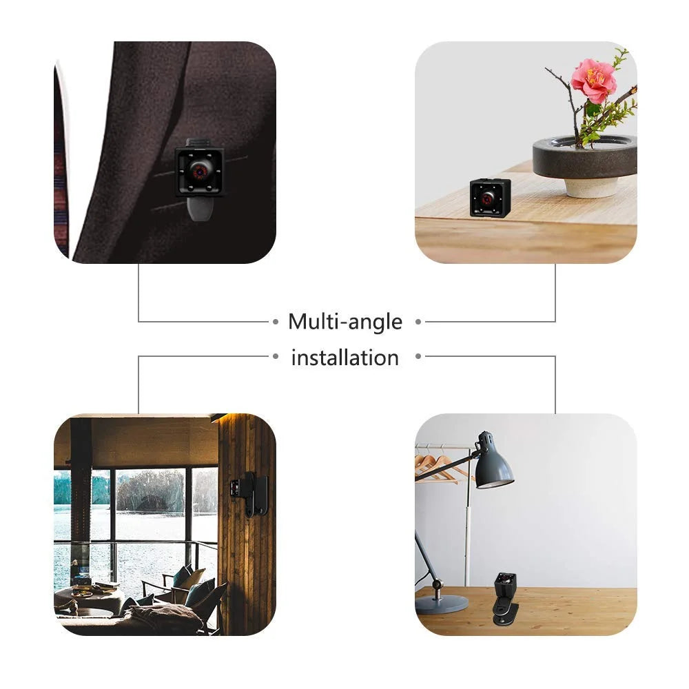 Compact 1080P Night Vision Security Camera with Motion Detection - Perfect for Home and On-the-Go Surveillance