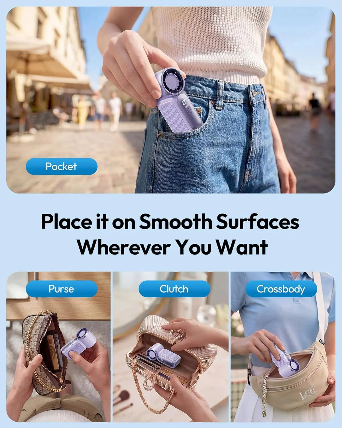 Stay Cool Anywhere with Our Ultra-Portable 6-Speed Mini Fan - Perfect for Makeup, Travel, and Outdoor Adventures!