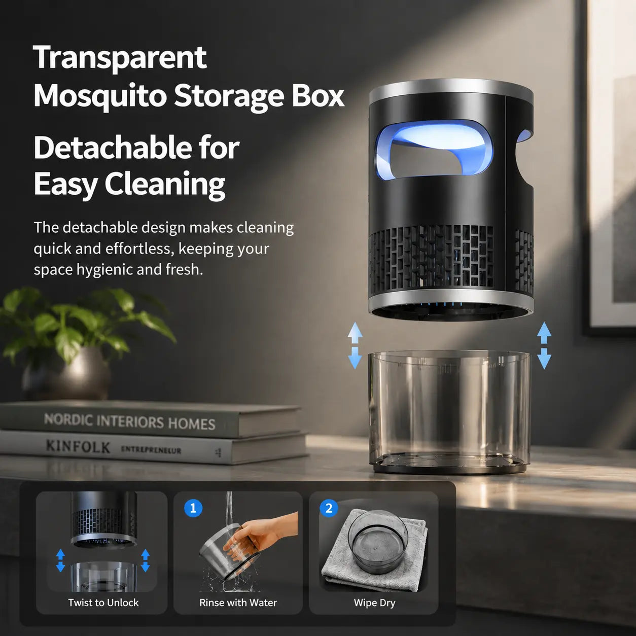 Effective Indoor Insect Trap - Light & Suction Bug Catcher for Mosquitoes, Fruit Flies, Gnats, and Moths
