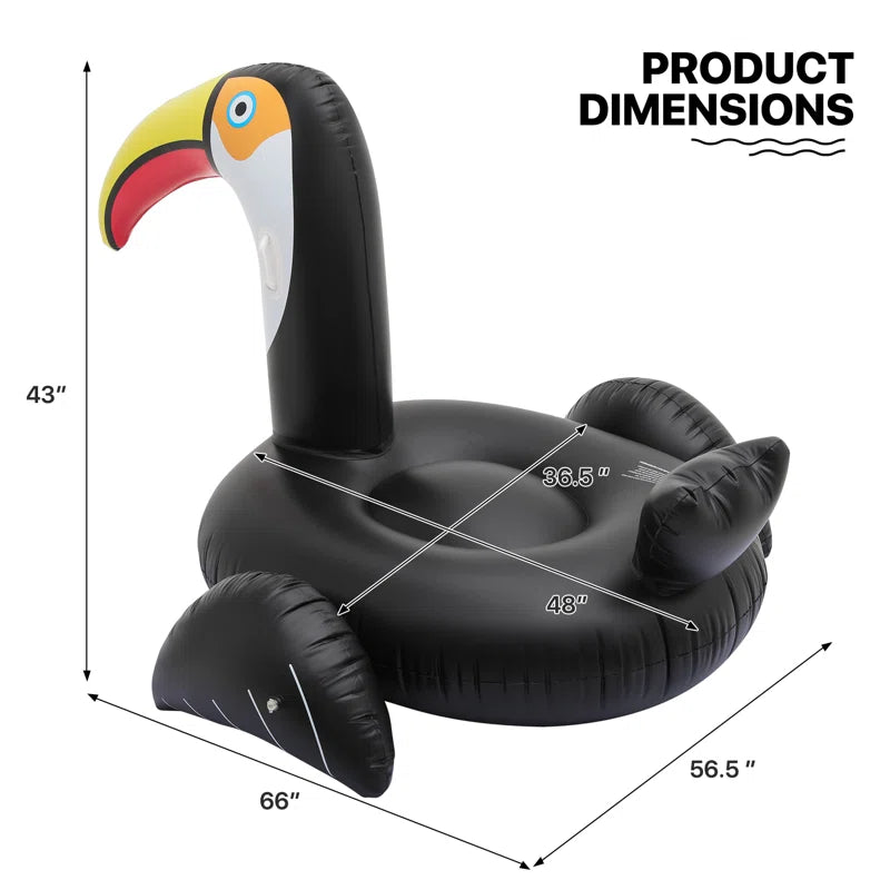 Giant Toucan Inflatable Ride on Pool Float, Blow up Pool Floatie with Handle, Swimming Floating Raft