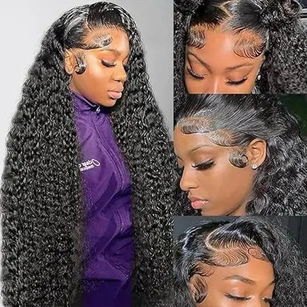 Transform Your Look with the Haloqueen 34 Inch Brazilian Virgin Human Hair Lace Front Wig - 200 Density Deep Wavy Style!