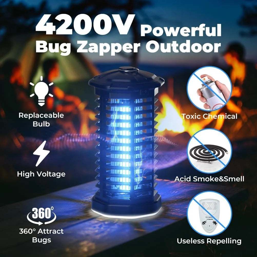 Bug Zapper ,4200V Electric Mosquito Zappers Killer, Waterproof Insect Fly Trap Outdoor for Home Backyard Patio
