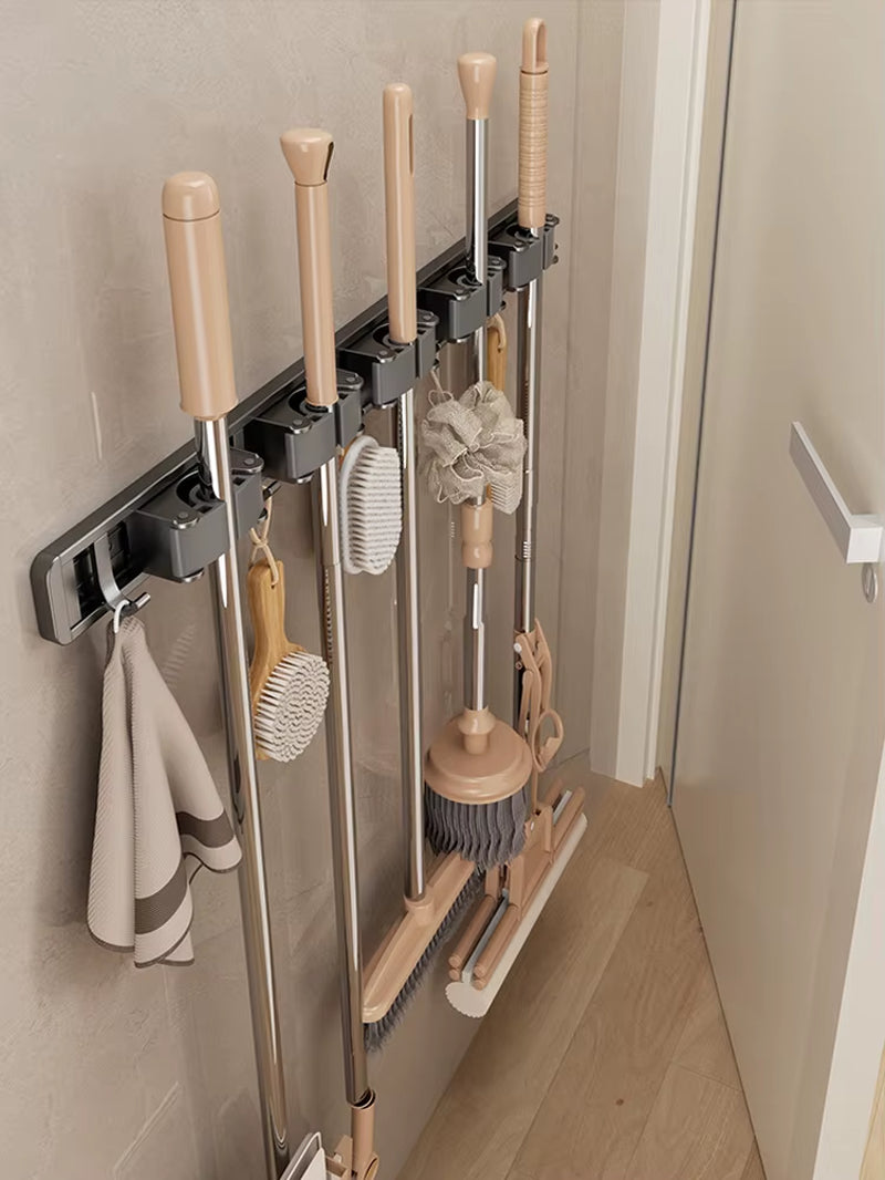 Maximize Your Space with Our Stylish Wall-Mounted Mop and Broom Rack!