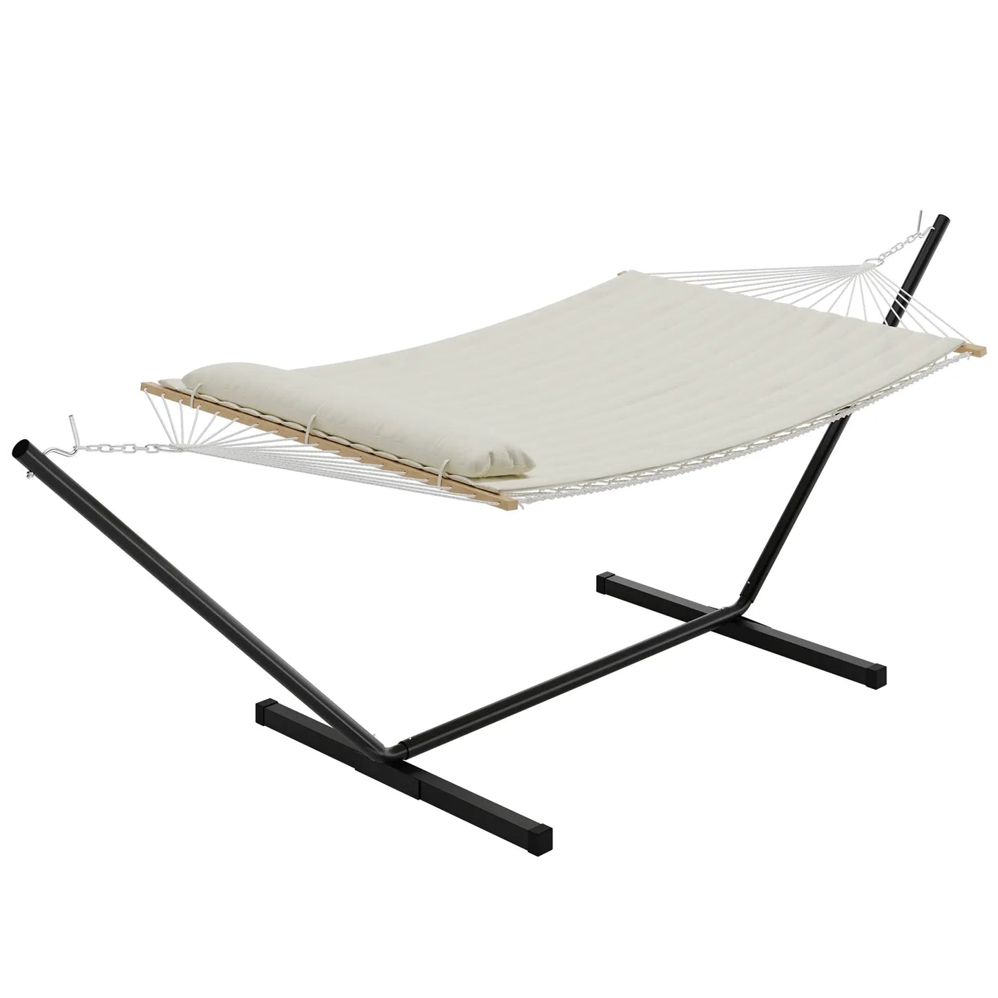 Experience Ultimate Relaxation with Our Heavy-Duty Portable Double Hammock for Two – Complete with Pillow & Adjustable Steel Stand, 475 Lbs Capacity – Perfect for Outdoor Patios, Gardens, Beaches, and Backyards this Summer!