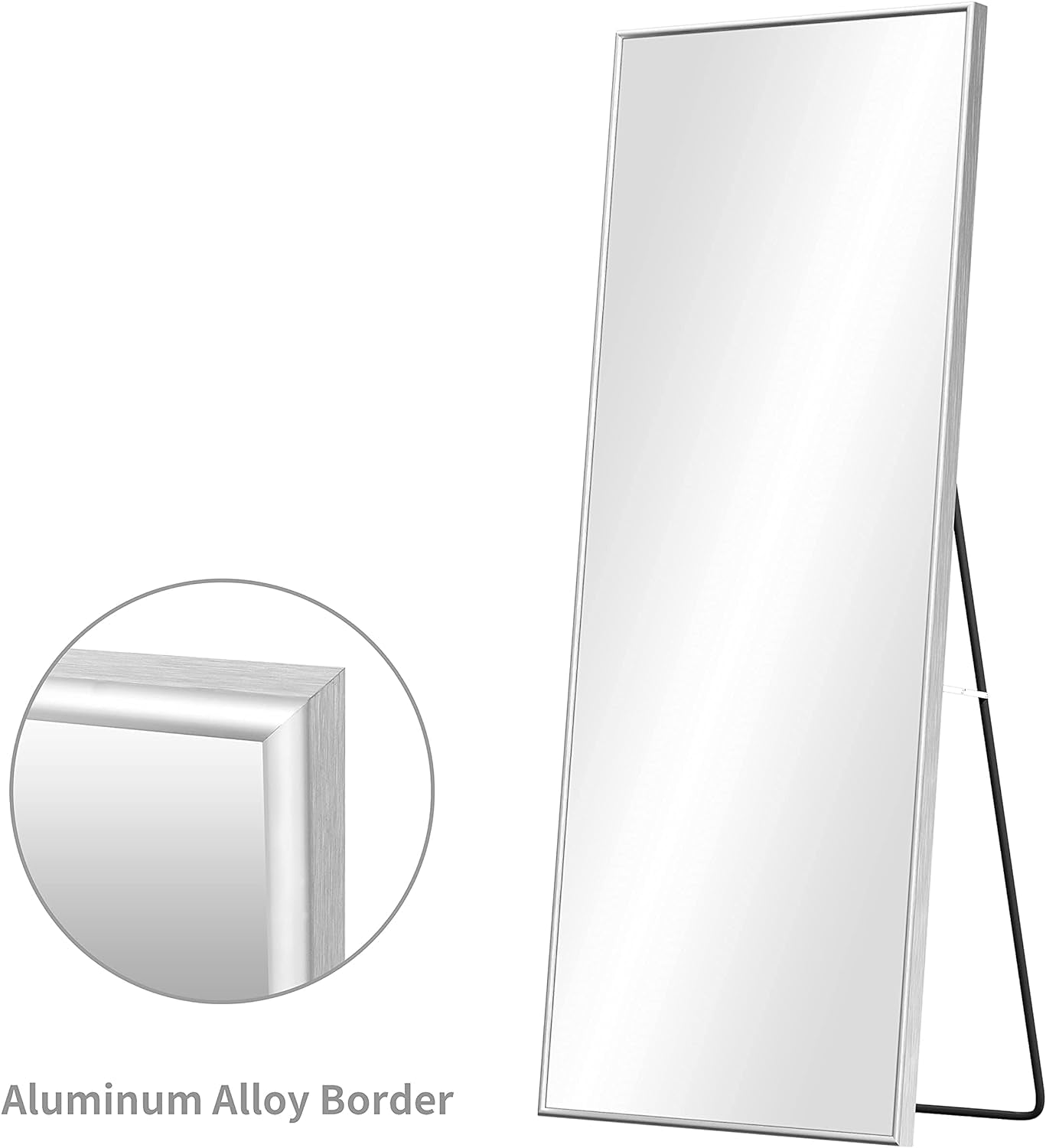 Stylish 65x22 Inch Full Length Beveled Floor Mirror with Al-Alloy Thickened Frame - Perfect for Any Room!