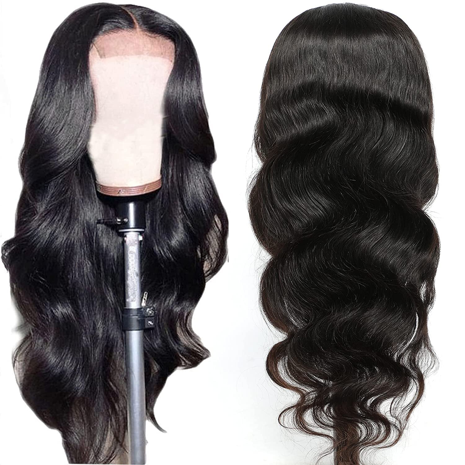 Luxurious 22-Inch Glueless Body Wave Lace Front Wig - 150% Density Brazilian Virgin Hair for Black Women, Pre-Plucked with Baby Hair in Natural Color