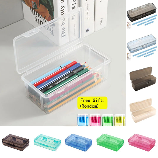 Plastic Pencil Box Extra Large Capacity, Clear