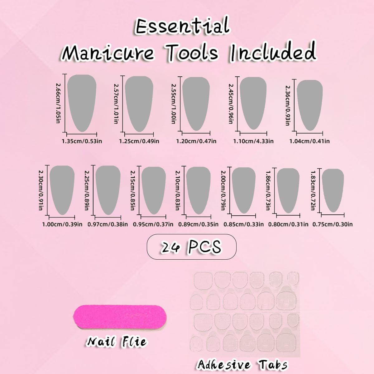 Gorgeous Matte Almond Press-On Nails - Cute Curve Design for Weddings & Birthdays - Easy Glue-On Acrylic Gel Fake Nails