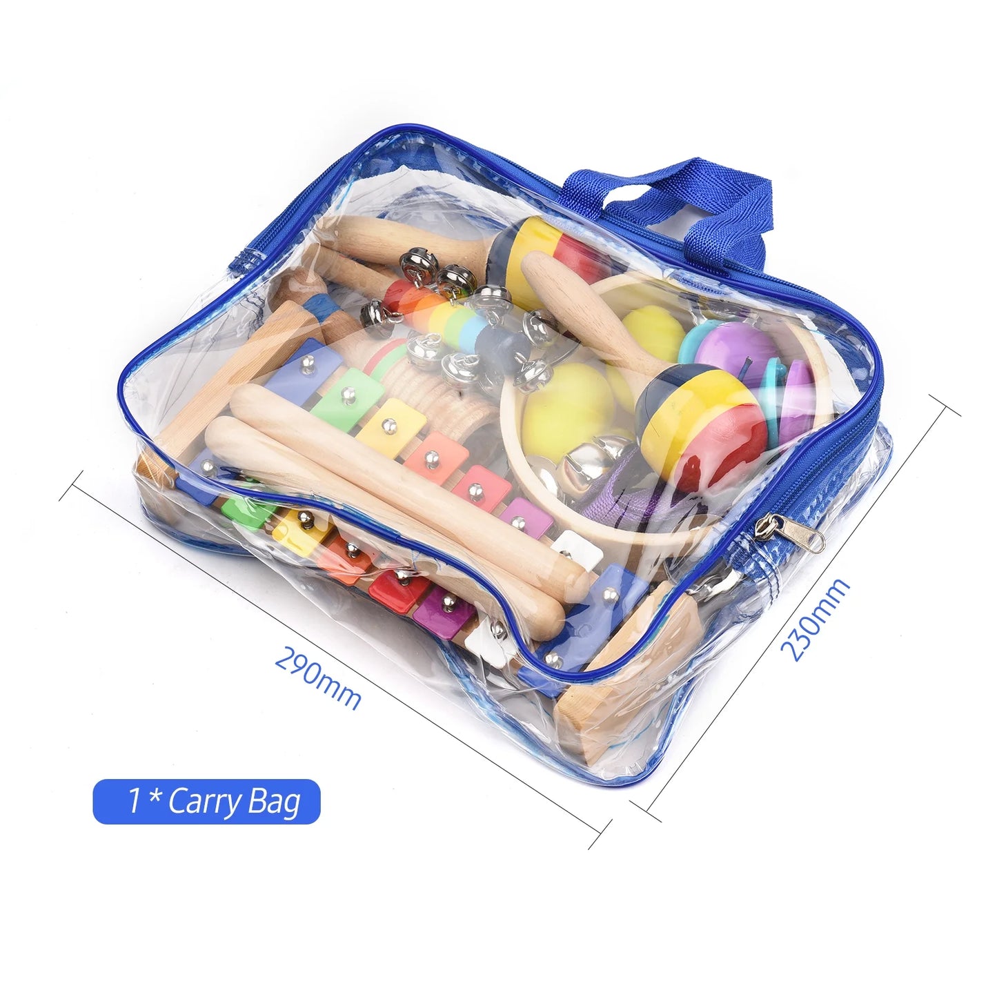 13 PCS Kids Musical Instruments Toys with Carry Bag Colorful Wooden Percussion Instruments Early Education Gifts for Toddlers Children Preschool Girls Boys