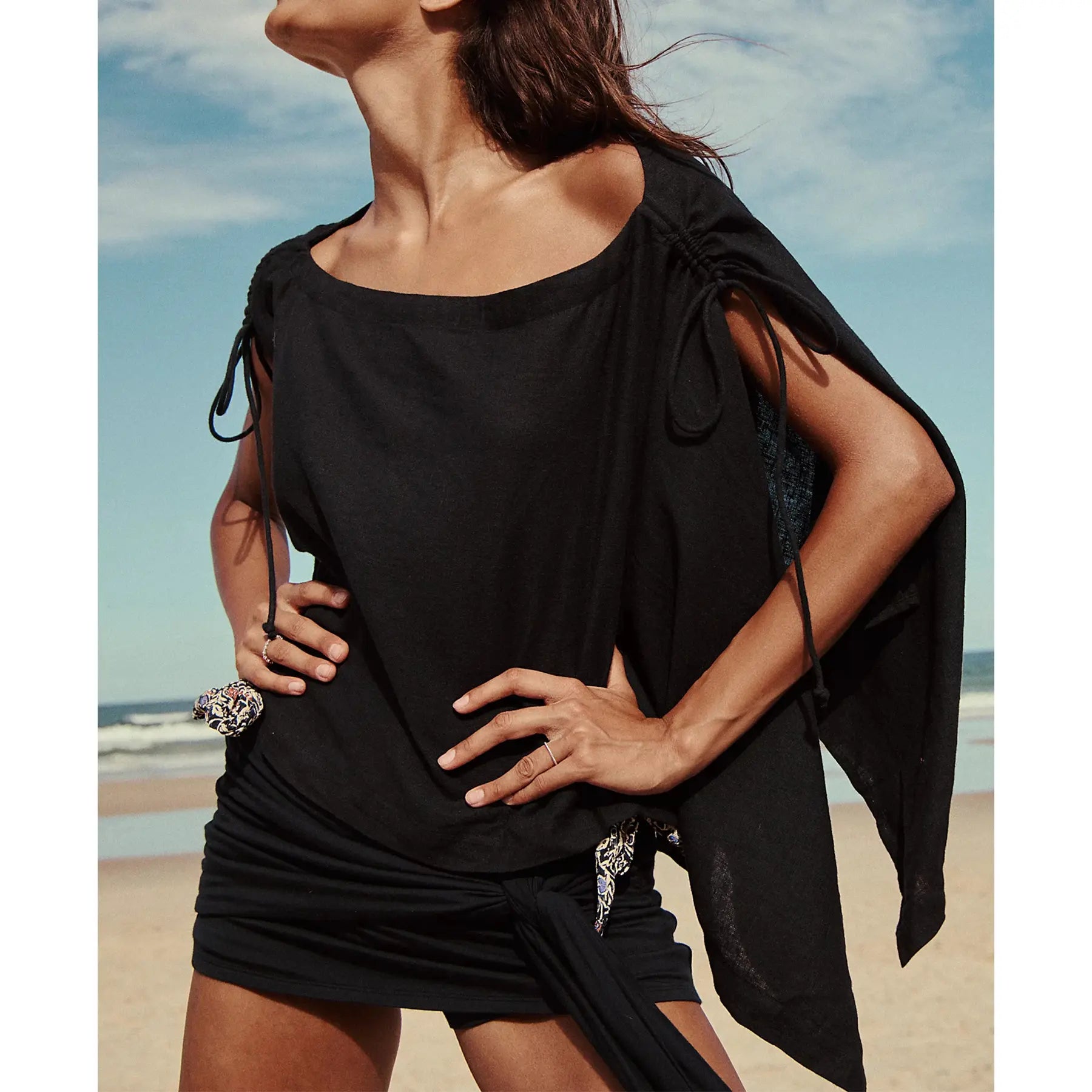 Elevate Your Summer Style with the Hixiaohe Women's Convertible Cape Top - Casual Split Sleeve Poncho for Effortless Vacation Looks