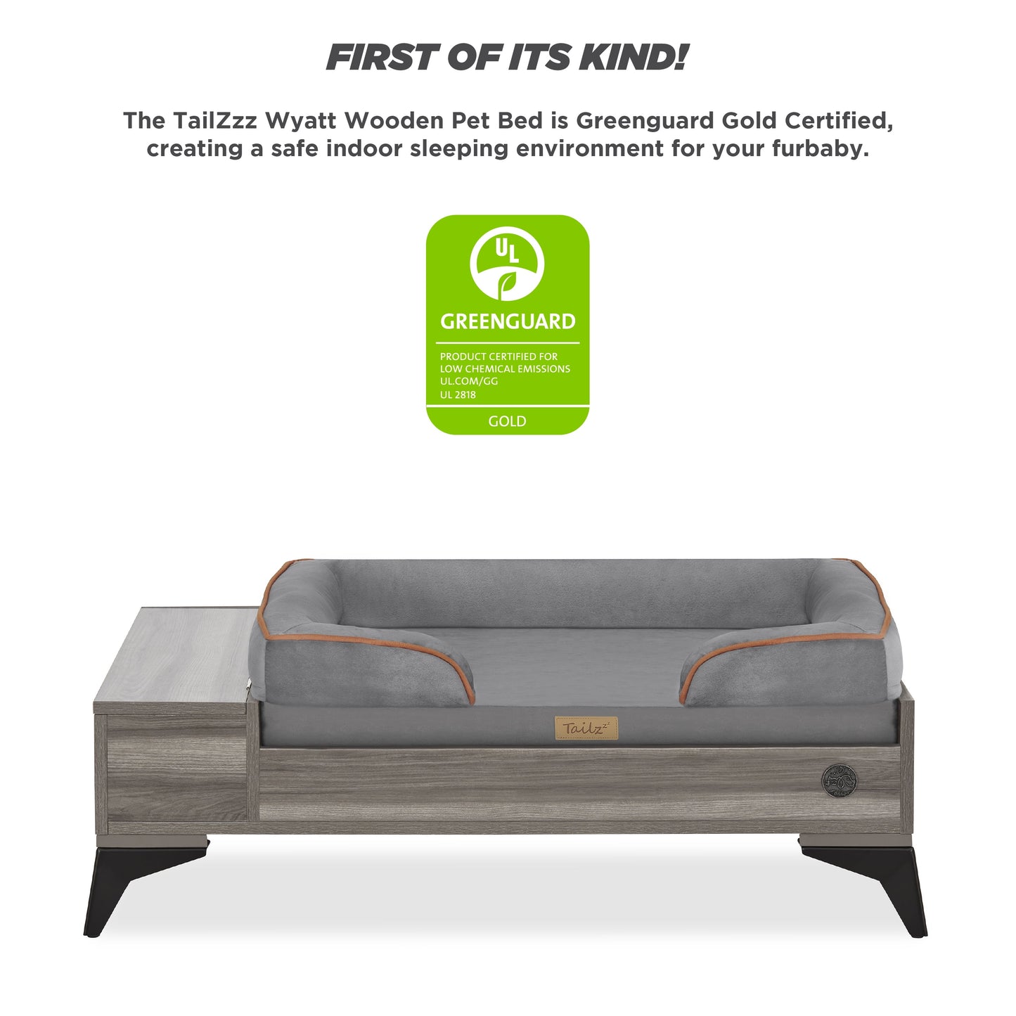 Elevate Your Pet's Comfort with the Wyatt Wooden Pet Bed - Stylish, Sturdy, and Eco-Friendly with Plush Mattress!