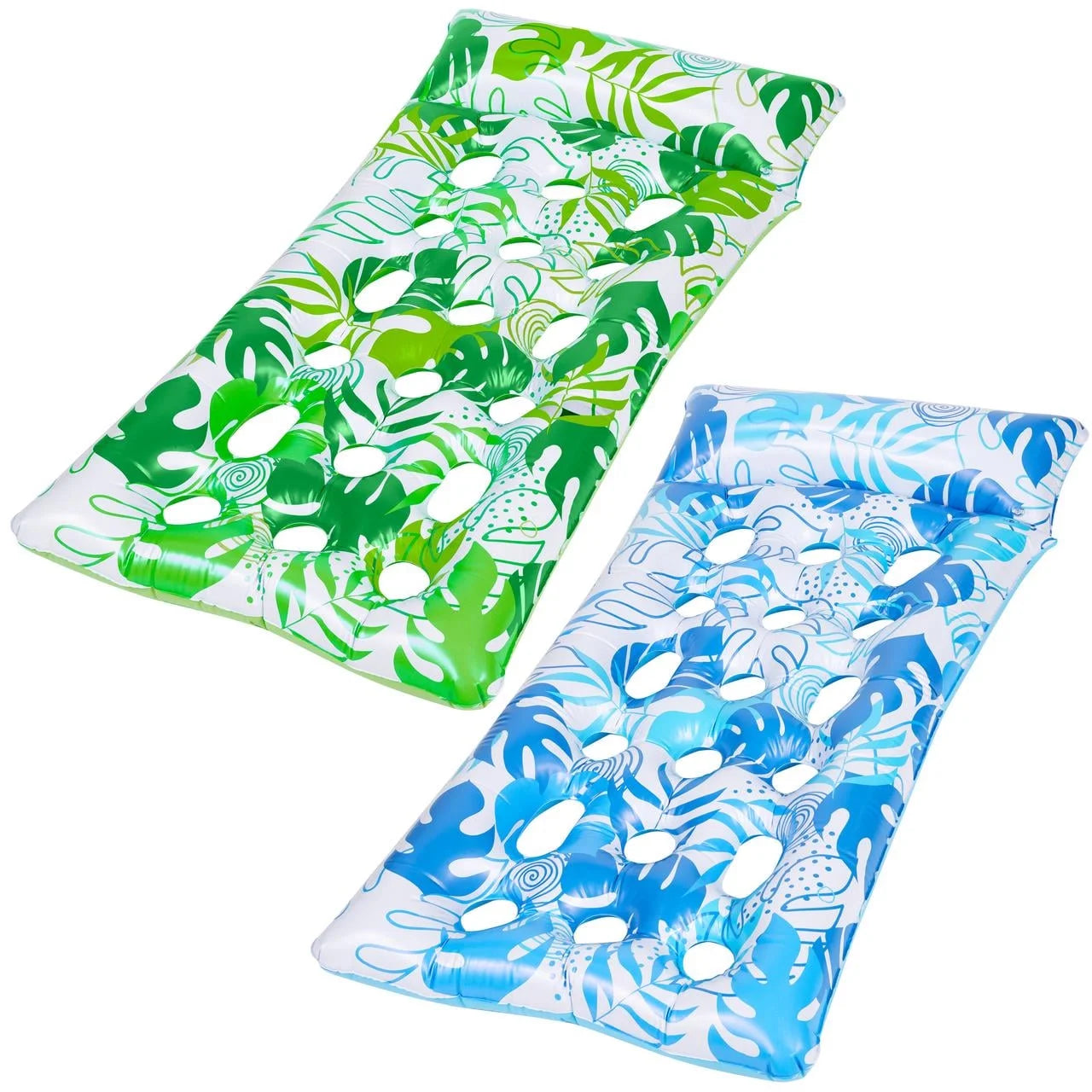 XL Inflatable Pool Float Lounger for Adults - 2 Pack Sun Tanning Bed with Headrest - Perfect for Lake, Beach, and Pool Parties!