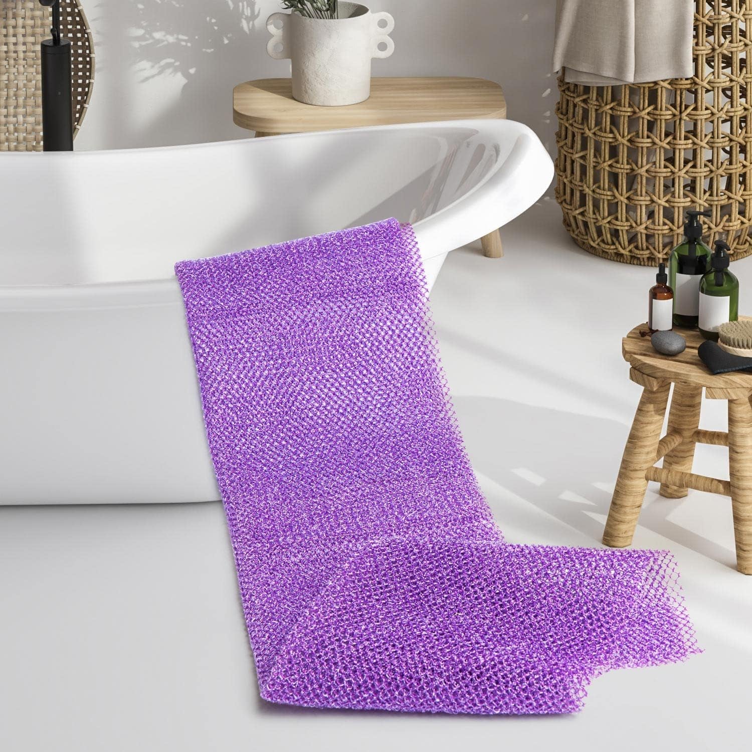 3 Pcs African Exfoliating Net Sponge African Bath Sponge Scrubbing Rag Net African Wash Shower Long Net Body Scrubber
