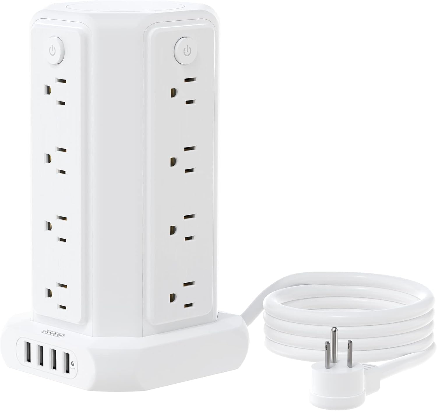 Power Up Your Space: 10 FT Extension Cord Power Strip Tower with 16 Outlets, 4 USB Ports, and Surge Protection - Perfect for Home, Office, and Dorm!