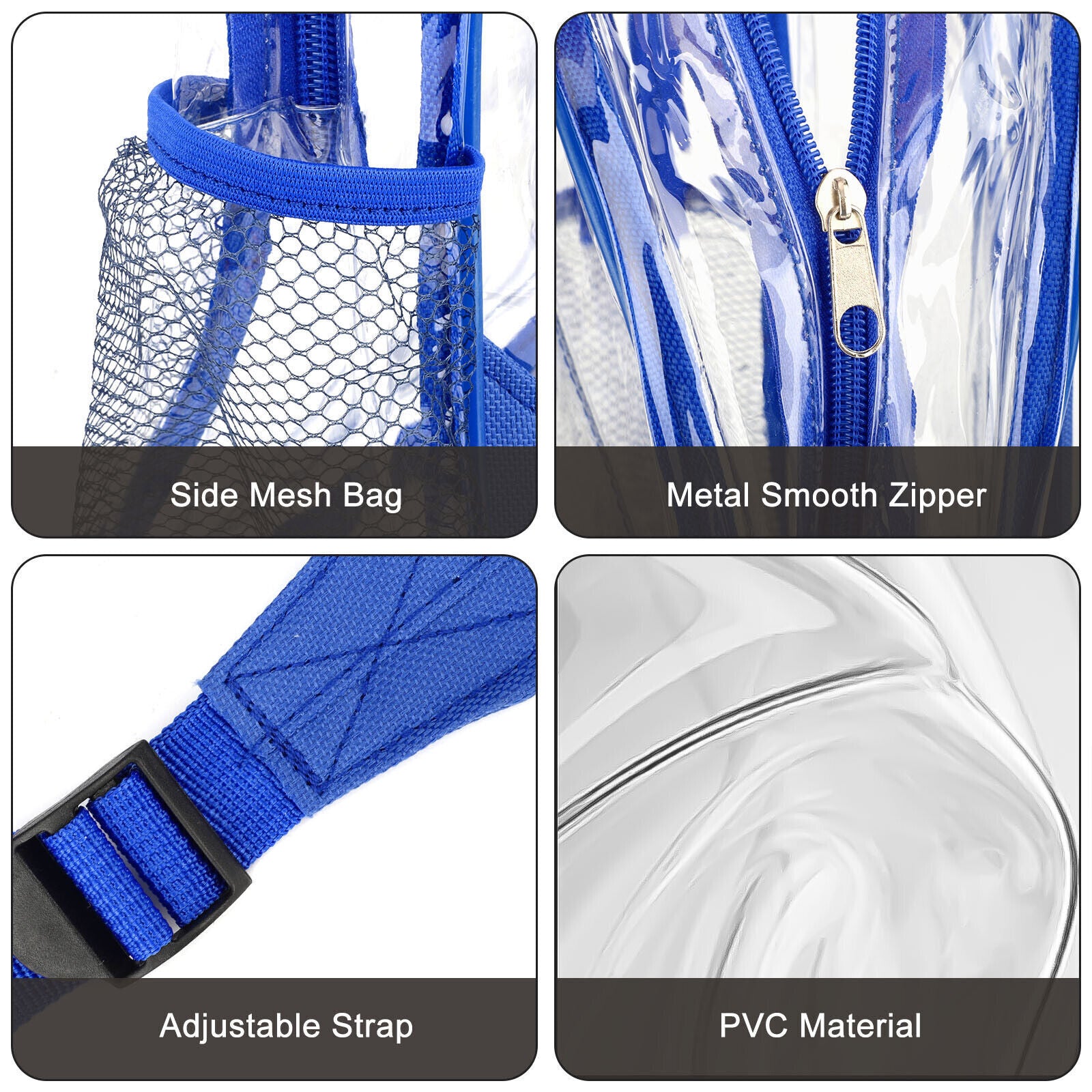 Heavy Duty Clear Backpack Waterproof Transparent Sling Bag See through Book-Bag