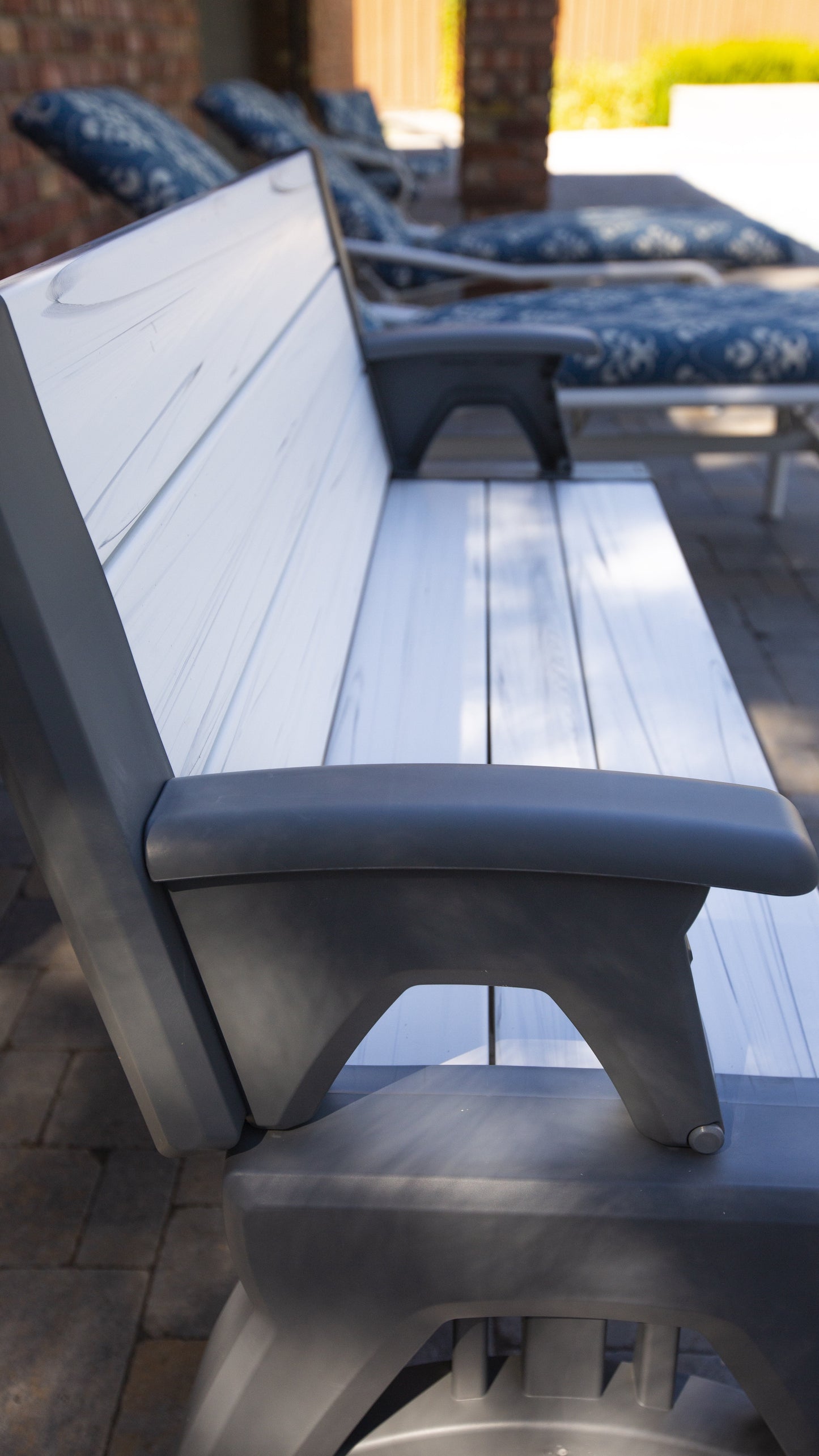 60" Outdoor / Vinyl Patio Bench Picnic Table, Platinum White Birch, Generation II