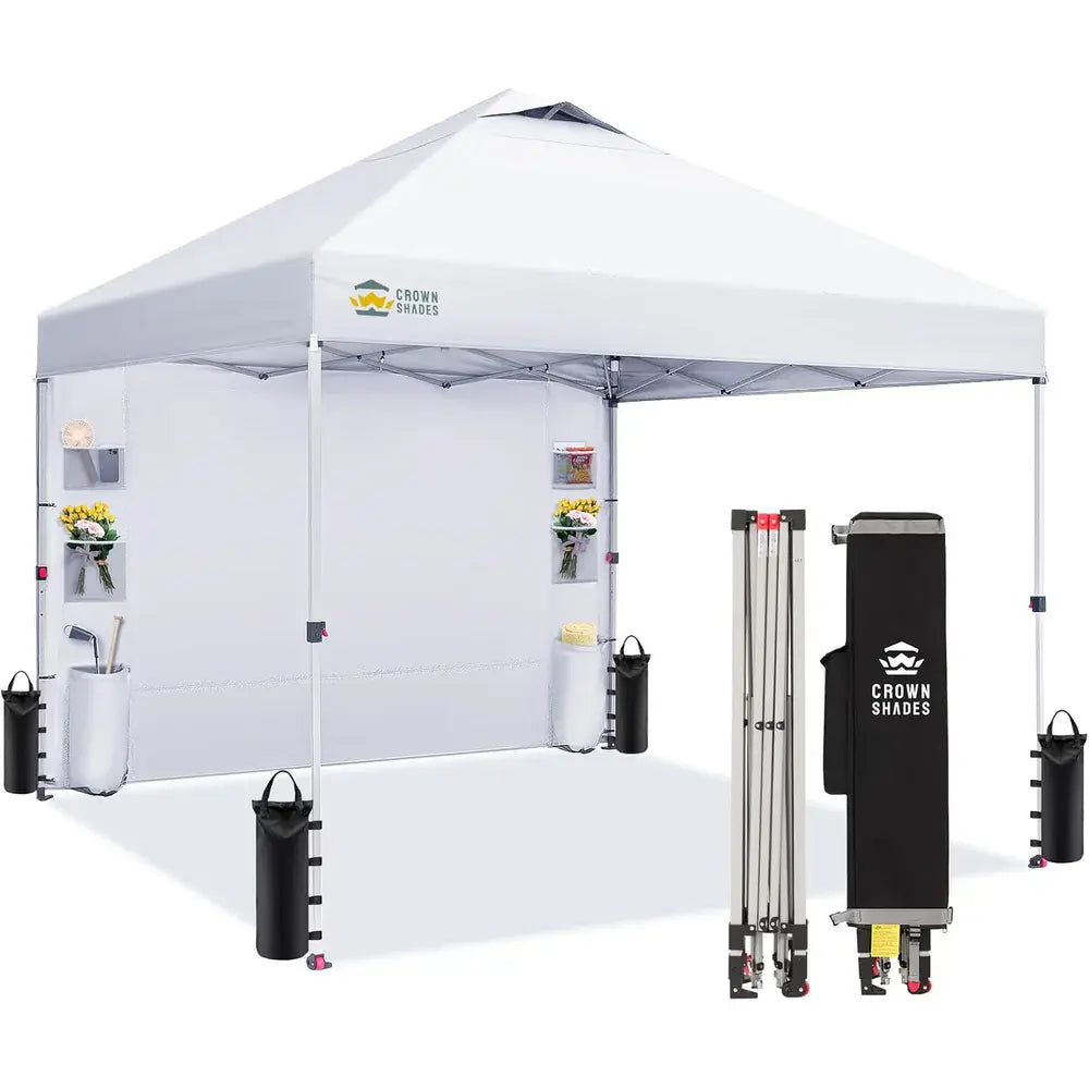 CROWN SHADES 10x10 Pop-Up Canopy Tent - Ultimate Outdoor Shade Solution with Sidewall for Camping, Beach, and Events