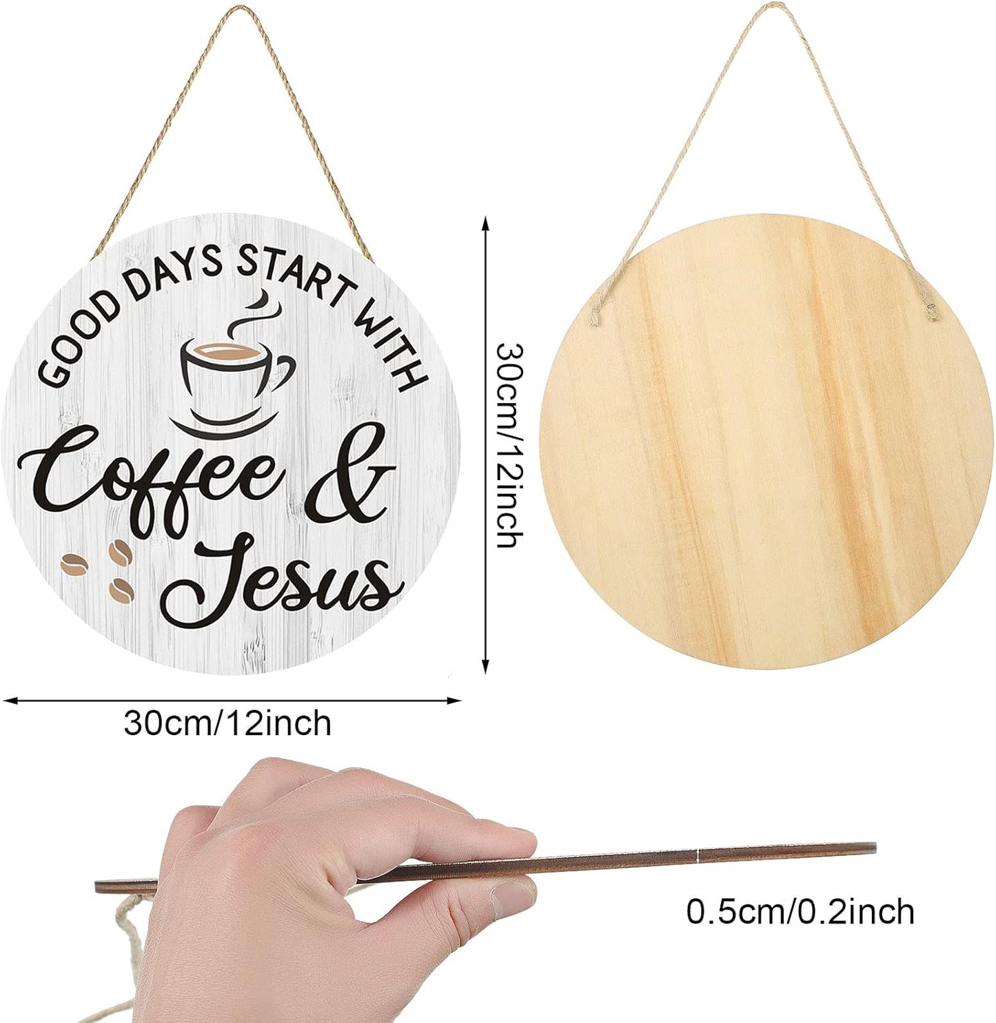 Inspirational Coffee Bar Decor - "Good Days Start with Jesus" Sign for Cafe, 12" x 12"