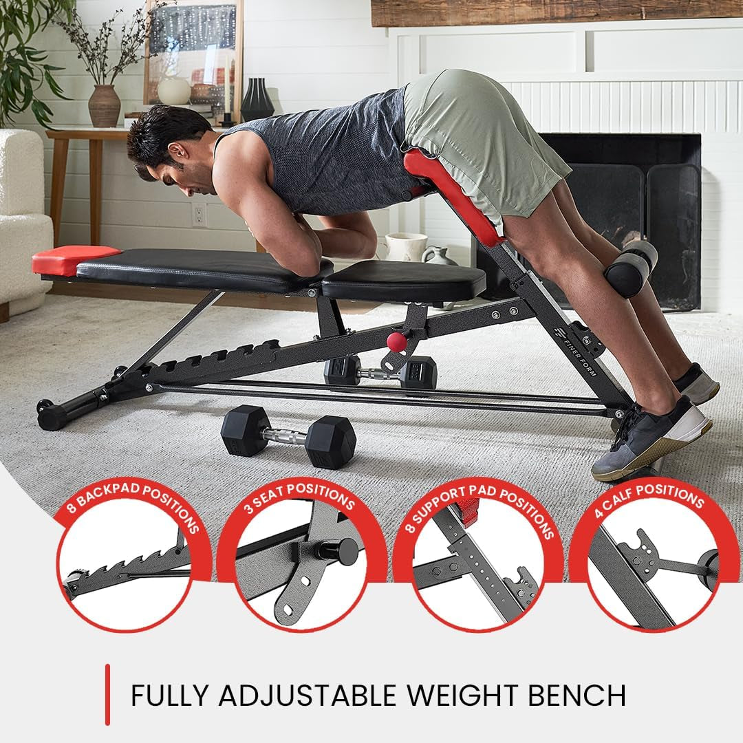All-in-One Multi-Functional FID Weight Bench for Ultimate Full Body Workout – Hyper Back Extension, Roman Chair, Adjustable Ab Sit-Up, Incline/Decline/Flat Bench