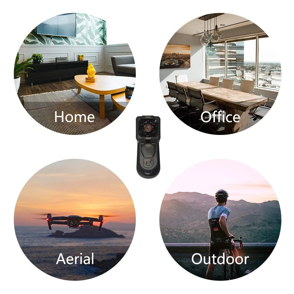 Compact 1080P Night Vision Security Camera with Motion Detection - Perfect for Home and On-the-Go Surveillance