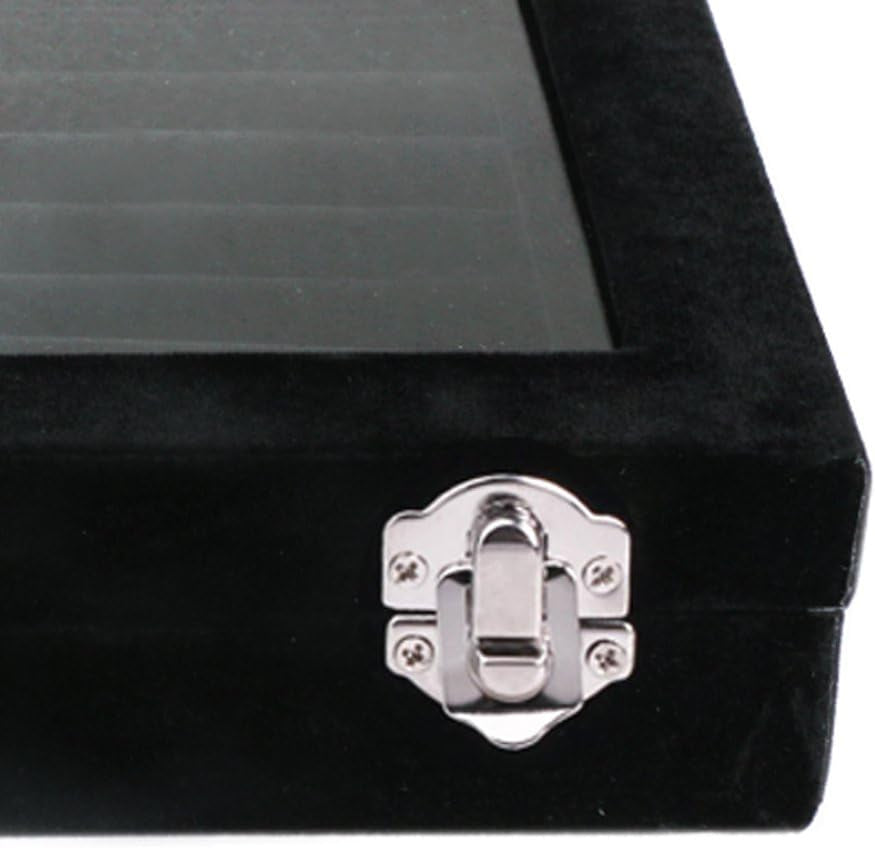 Elegant Velvet Glass Jewelry Display Case - 7 Slot Ring and Earring Holder for Women