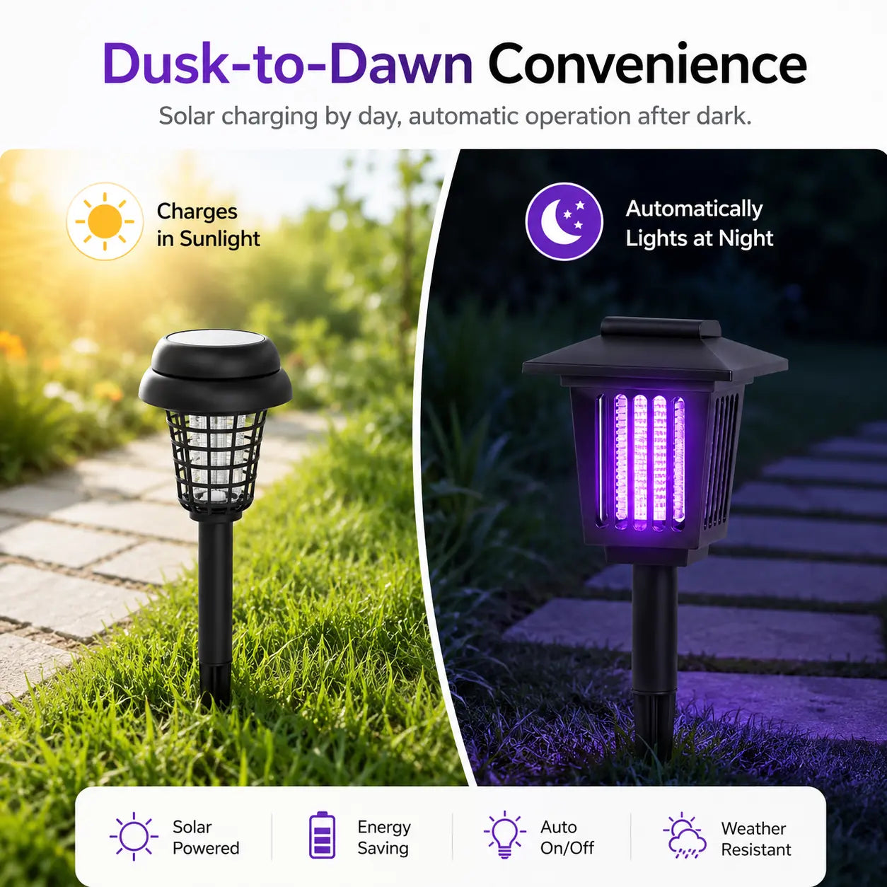 Illuminate Your Outdoors and Keep Mosquitoes Away with the Solar Mosquito Zapper Light – Versatile Garden Stake Lamp with Dual Modes and Weather Resistance