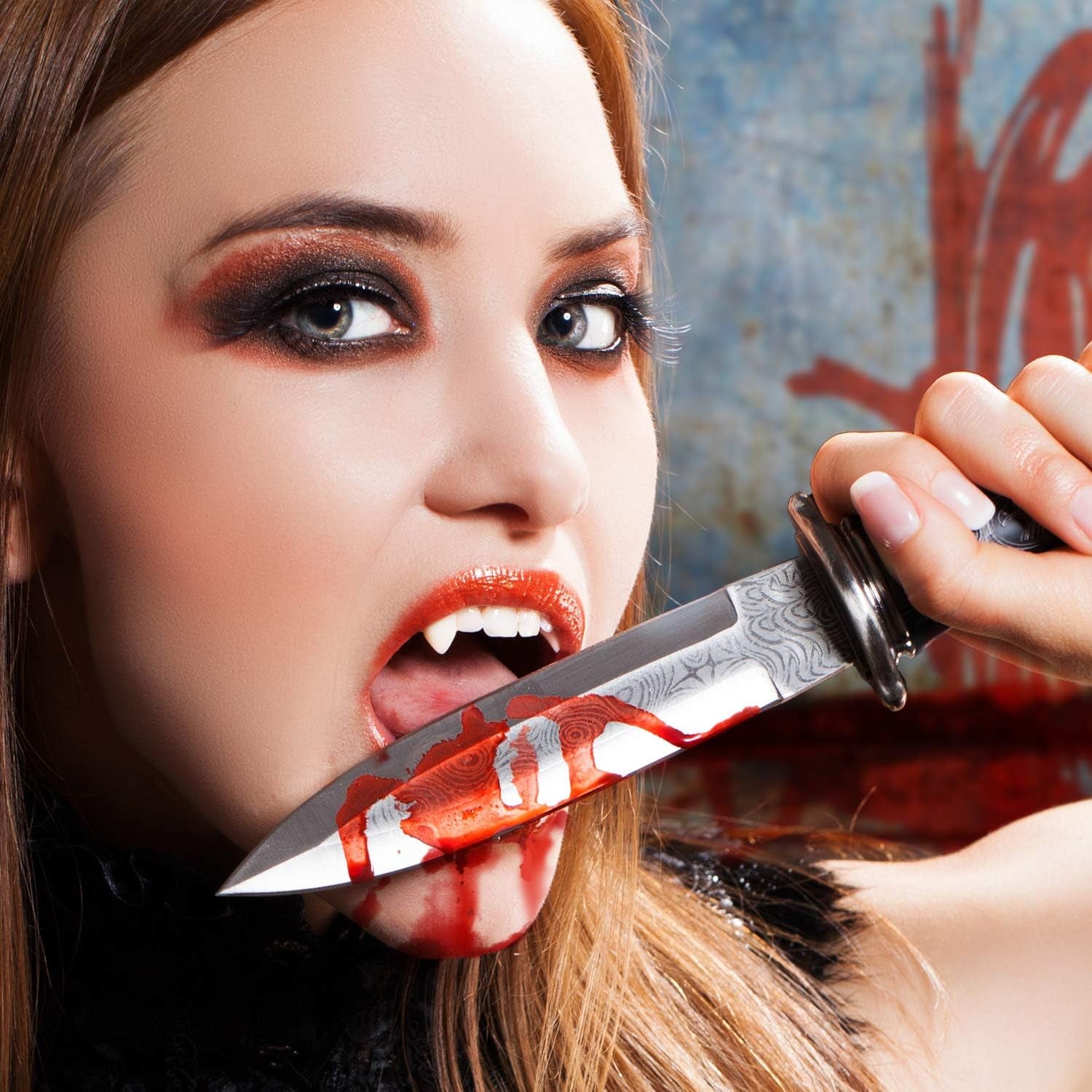 Vampire Teeth Fang Dentures - 24 Pairs with Adhesive for Ultimate Halloween Costume Party Accessory (13mm, 15mm, 17mm)