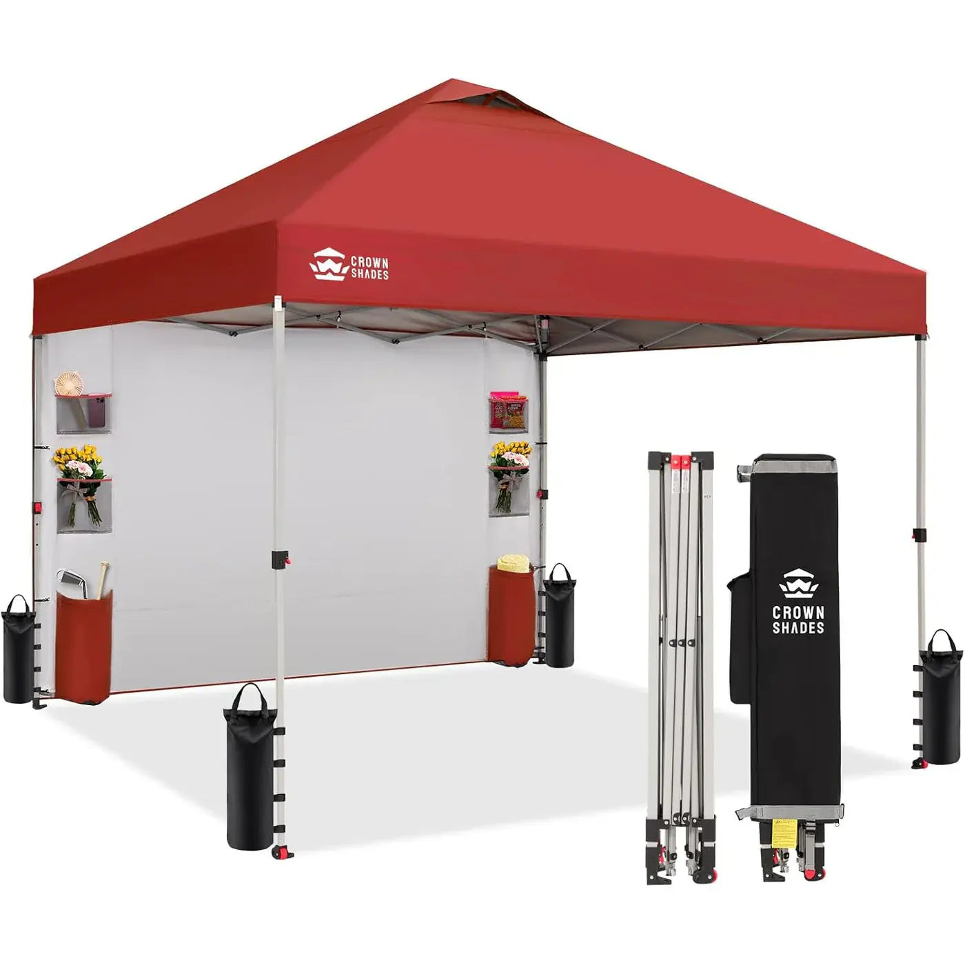 CROWN SHADES 10x10 Pop-Up Canopy Tent - Ultimate Outdoor Shade Solution with Sidewall for Camping, Beach, and Events