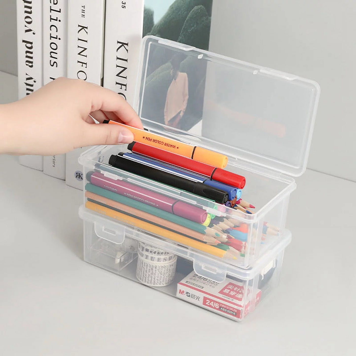 Plastic Pencil Box Extra Large Capacity, Clear