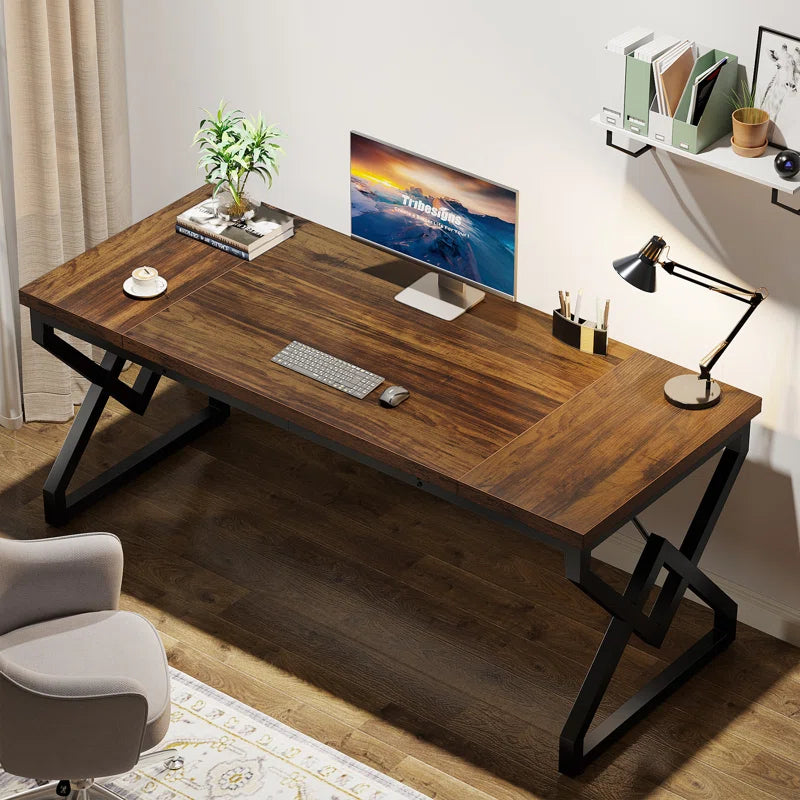 Elevate Your Workspace with the Ramapo Metal Base Computer Desk - Stylish, Durable, and Versatile