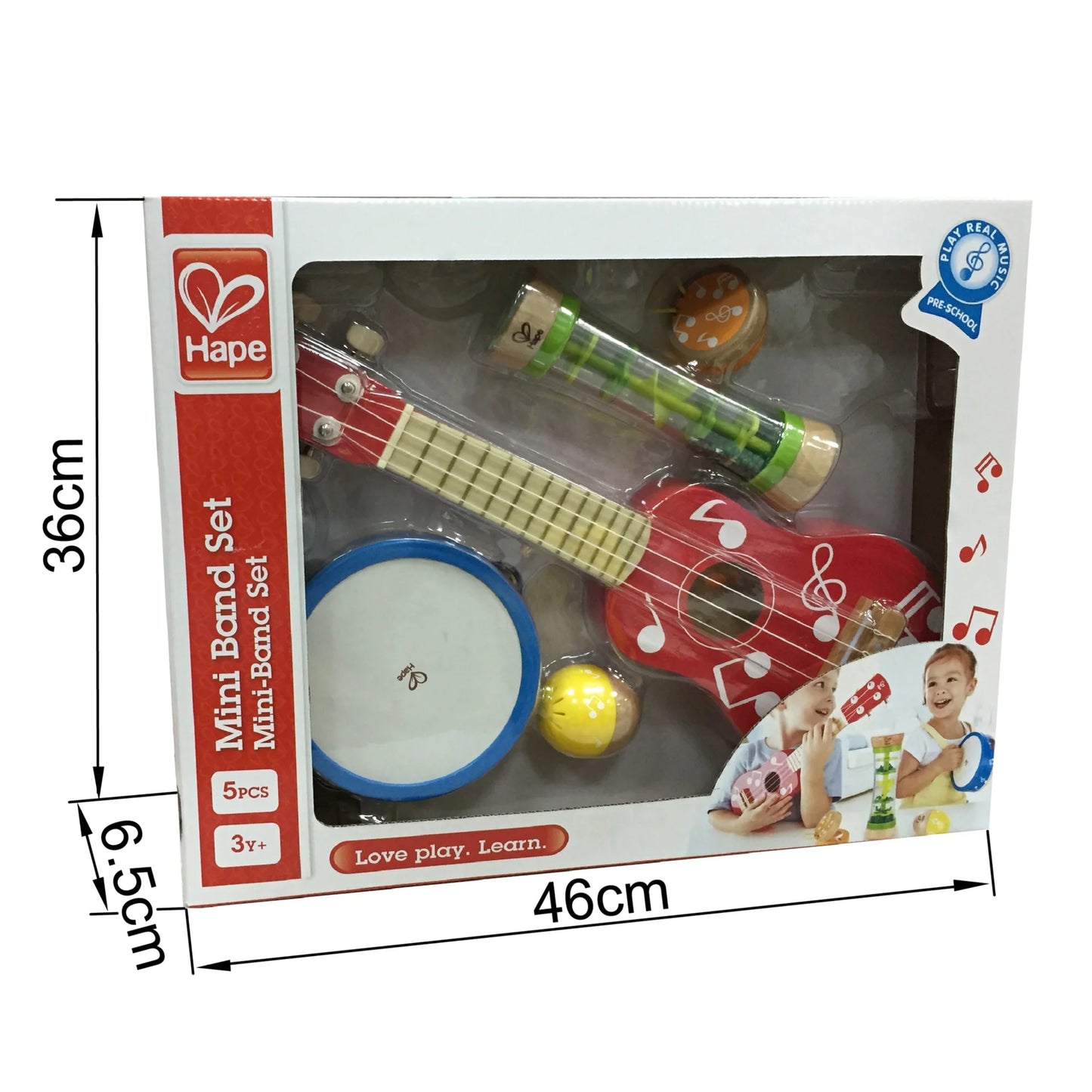 Mini Band Wooden Instrument Set for Toddlers & Kids, 5 Pieces