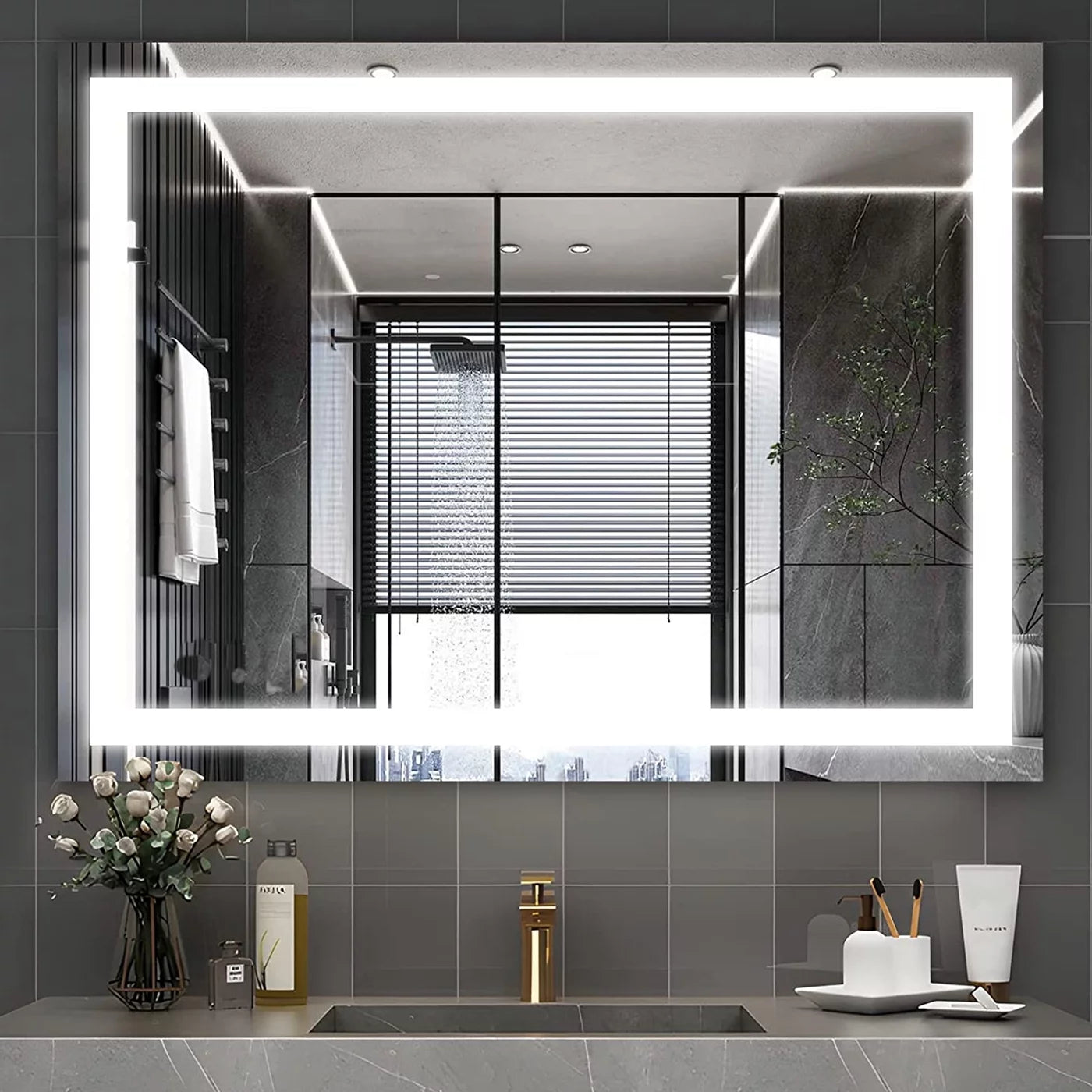 32"X24" LED Bathroom Wall Mirror - Anti-Fog & Waterproof Vertical Vanity Mirror for Stylish Spaces