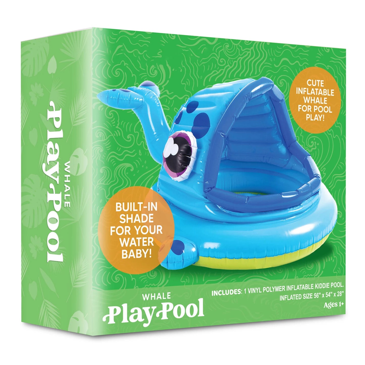 Whale-Shaped Inflatable Shade Kiddie Pool - Perfect Summer Fun for Babies and Toddlers (54" X 56" X 28")