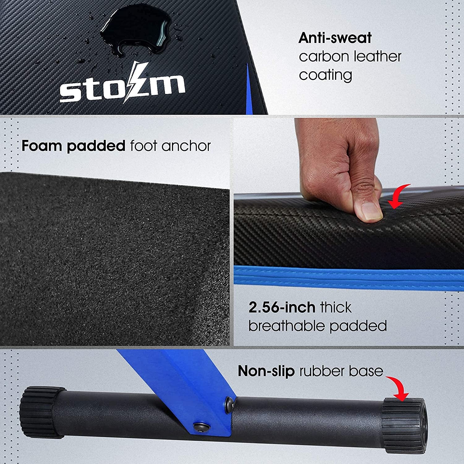 Versatile Adjustable Weight Bench - Foldable Multi-Purpose Flat/Incline/Decline Design for Home Gym (Cobalt)