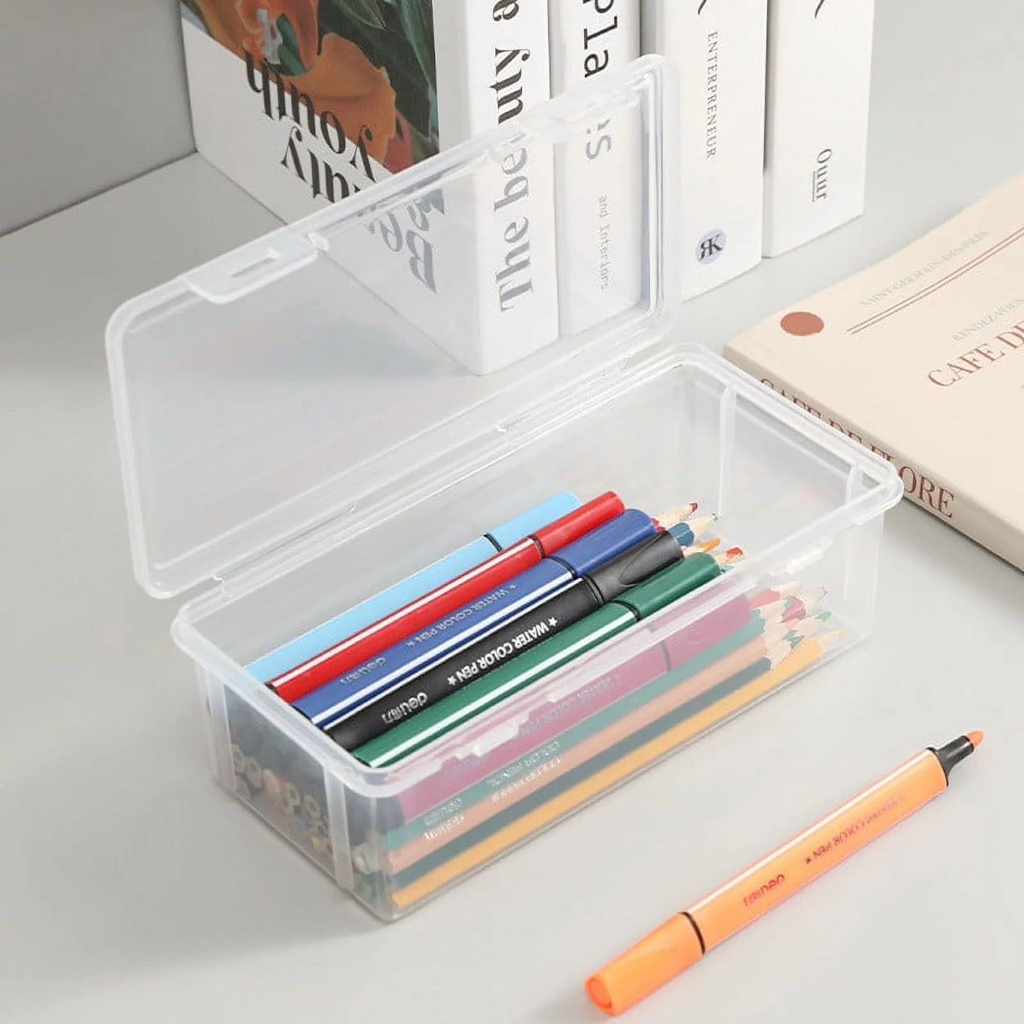 Plastic Pencil Box Extra Large Capacity, Clear