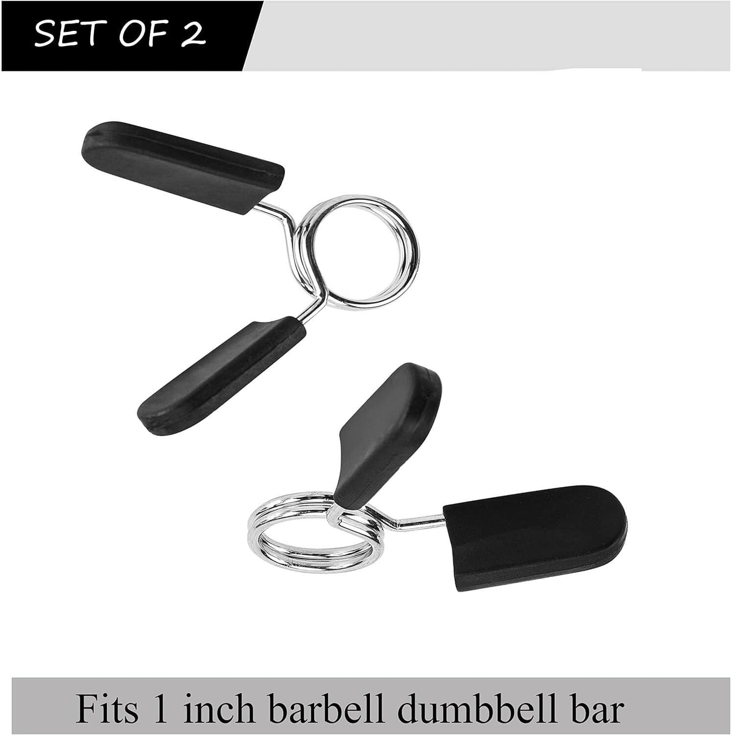 Barbell Clamps Dumbbell Spring Clip Circlip Collars 1 Inch Black and Silver